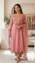 Blush Bloom Embroidered Kurti Co-ord Set
