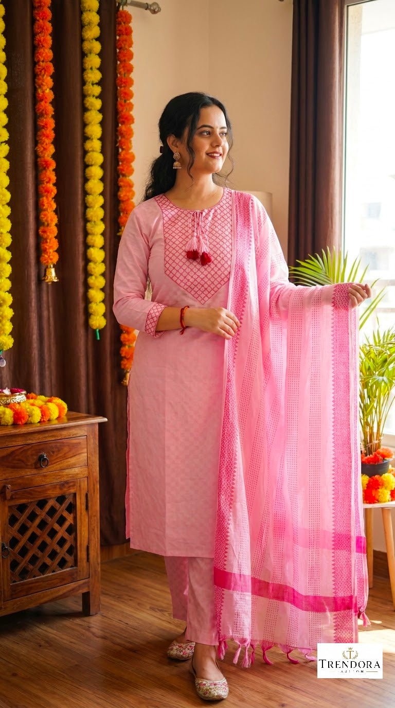 🌸Blush Pink Printed Suit Set