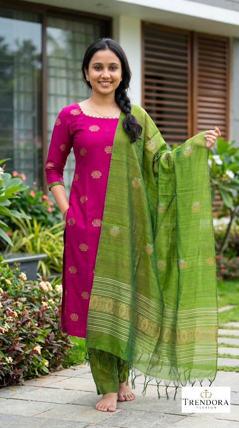 💚Emerald Pink & Green Printed Suit Set