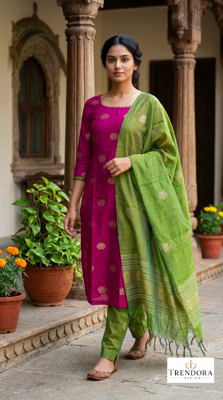 💚Emerald Pink & Green Printed Suit Set
