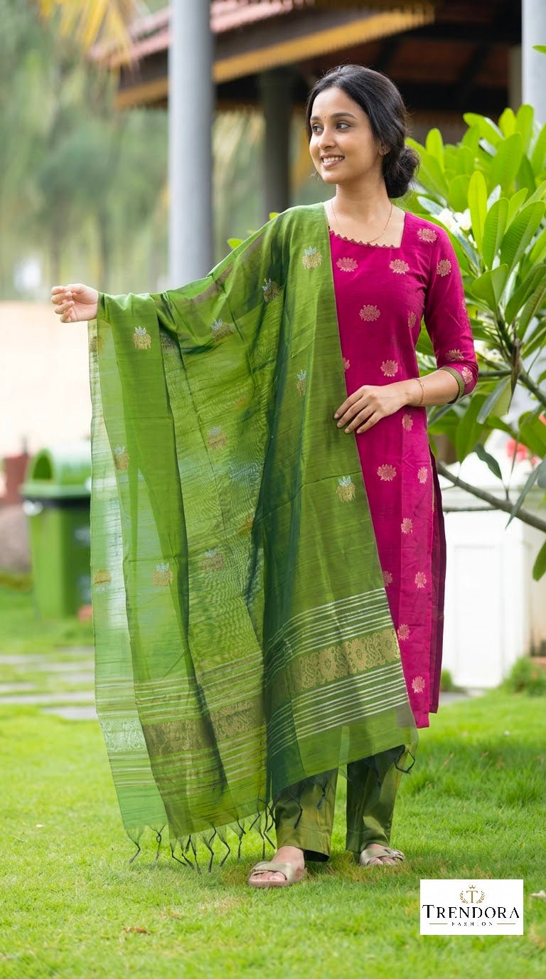 💚Emerald Pink & Green Printed Suit Set