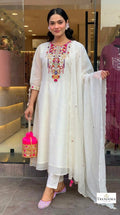 🤍Ivory Multicolor Embroidered Suit Set