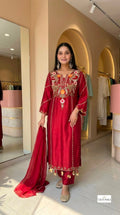 Regal Red Embroidered Suit Set