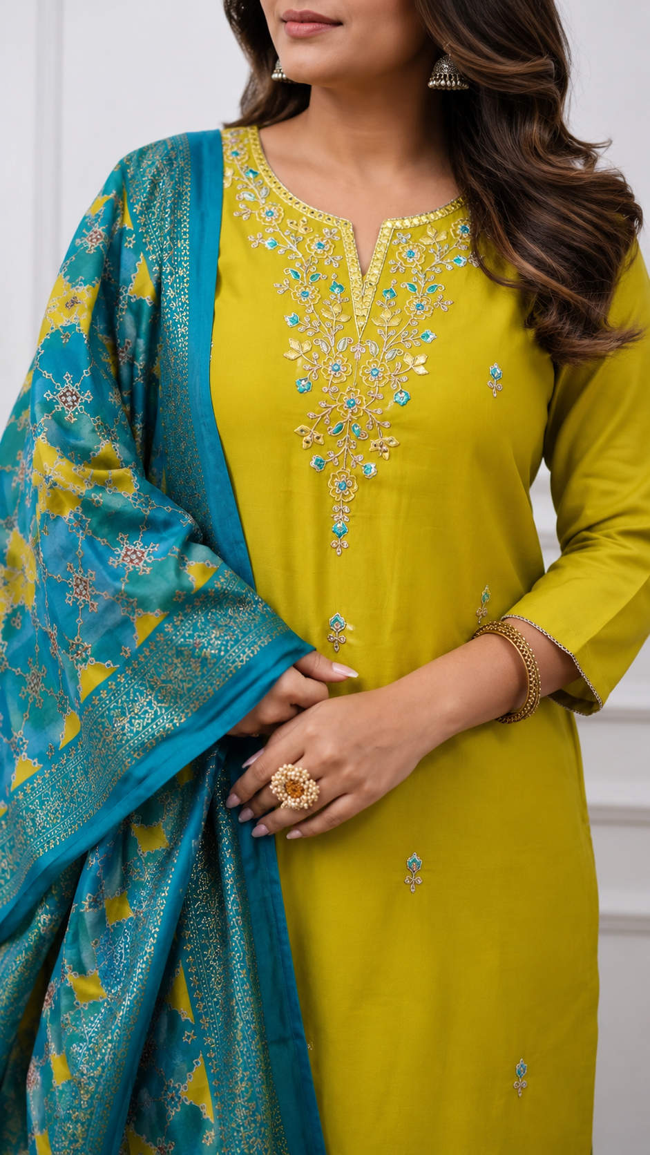 Elegant Embroidered 3-Piece Salwar Suit with Printed Dupatta