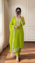 Elegant Lime Green Embroidered 3-Piece Salwar Suit