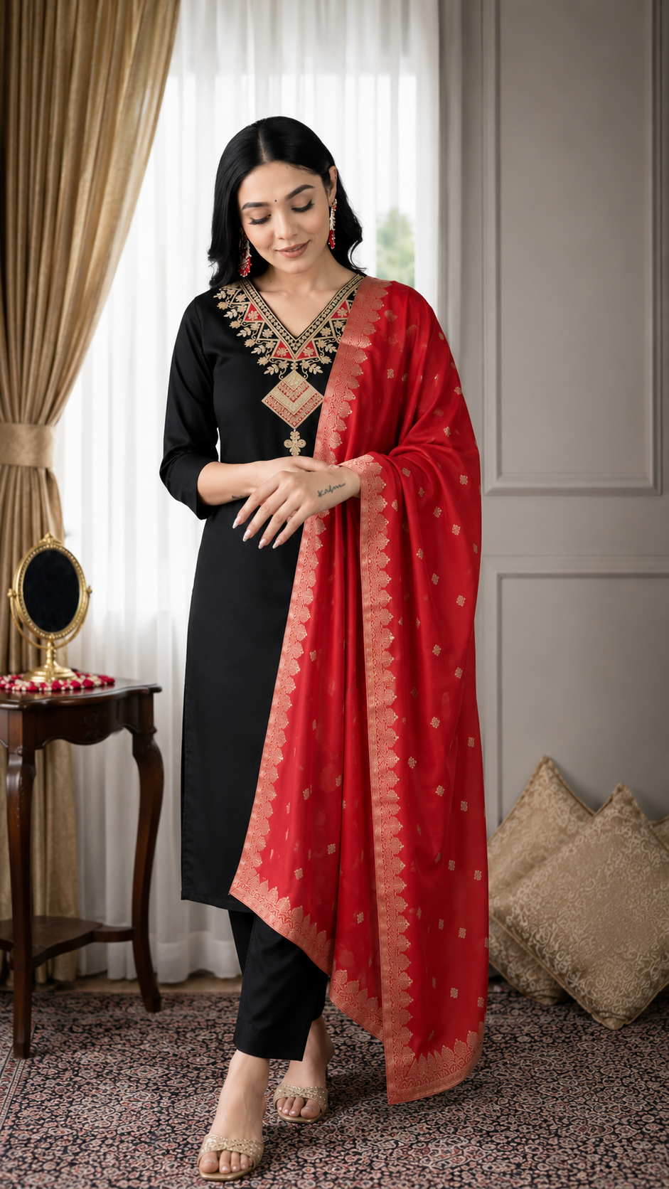 Embroidery Design black Kurta set