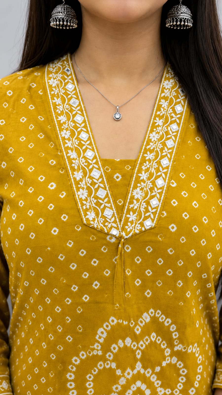 Golden Bloom Bandhani Three-Piece Suit Set