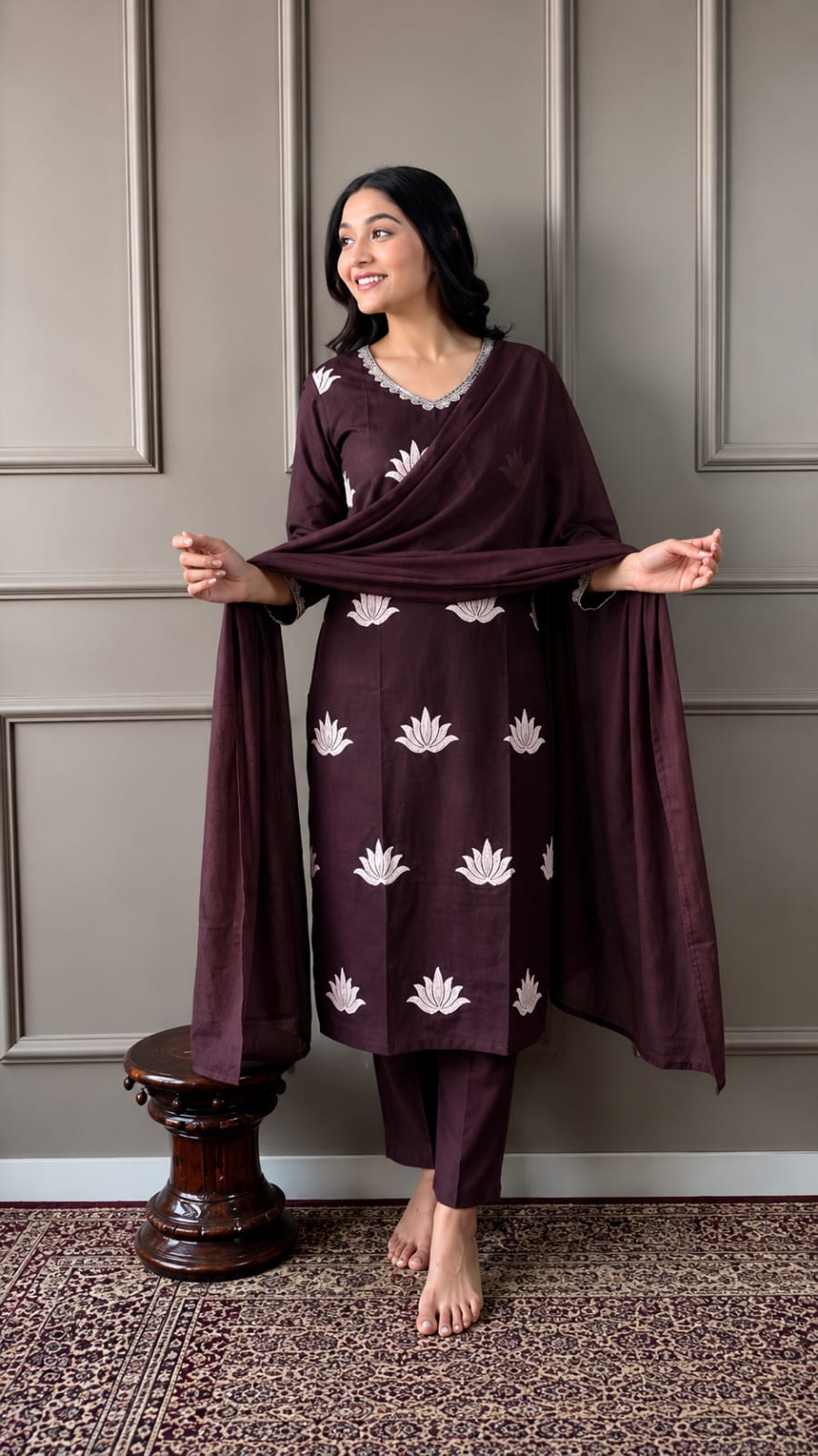 Midnight Lotus 3-Piece Suit Set