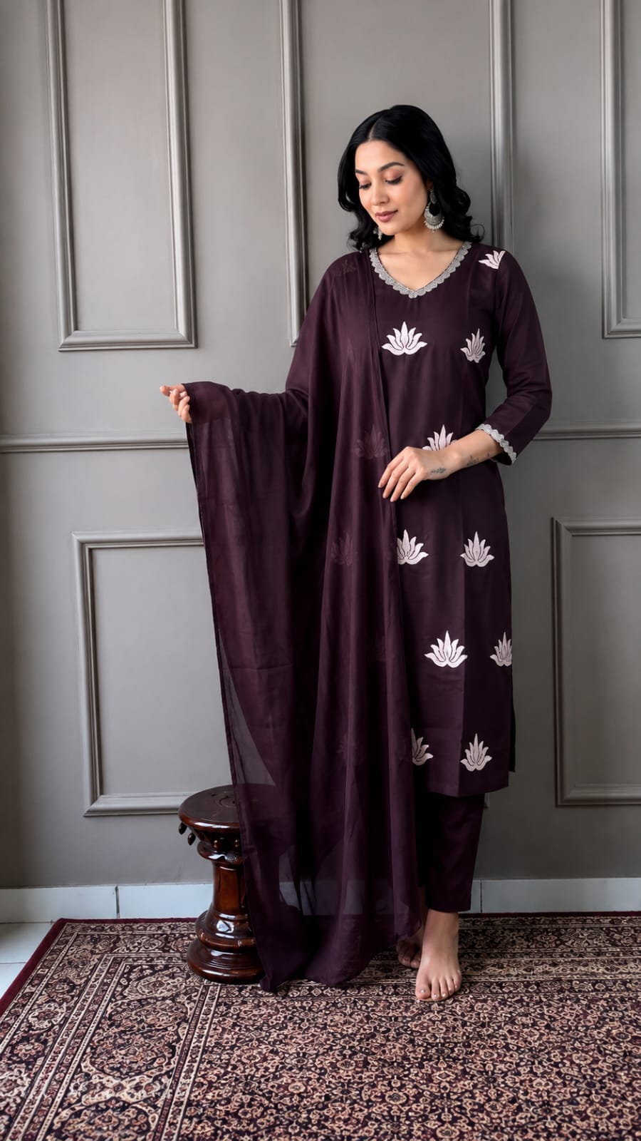 Midnight Lotus 3-Piece Suit Set