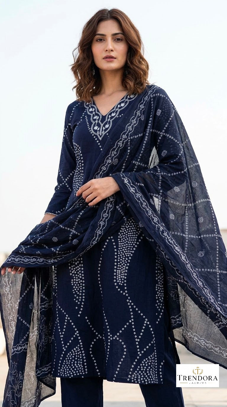 Navy Embroidered Kurta Set