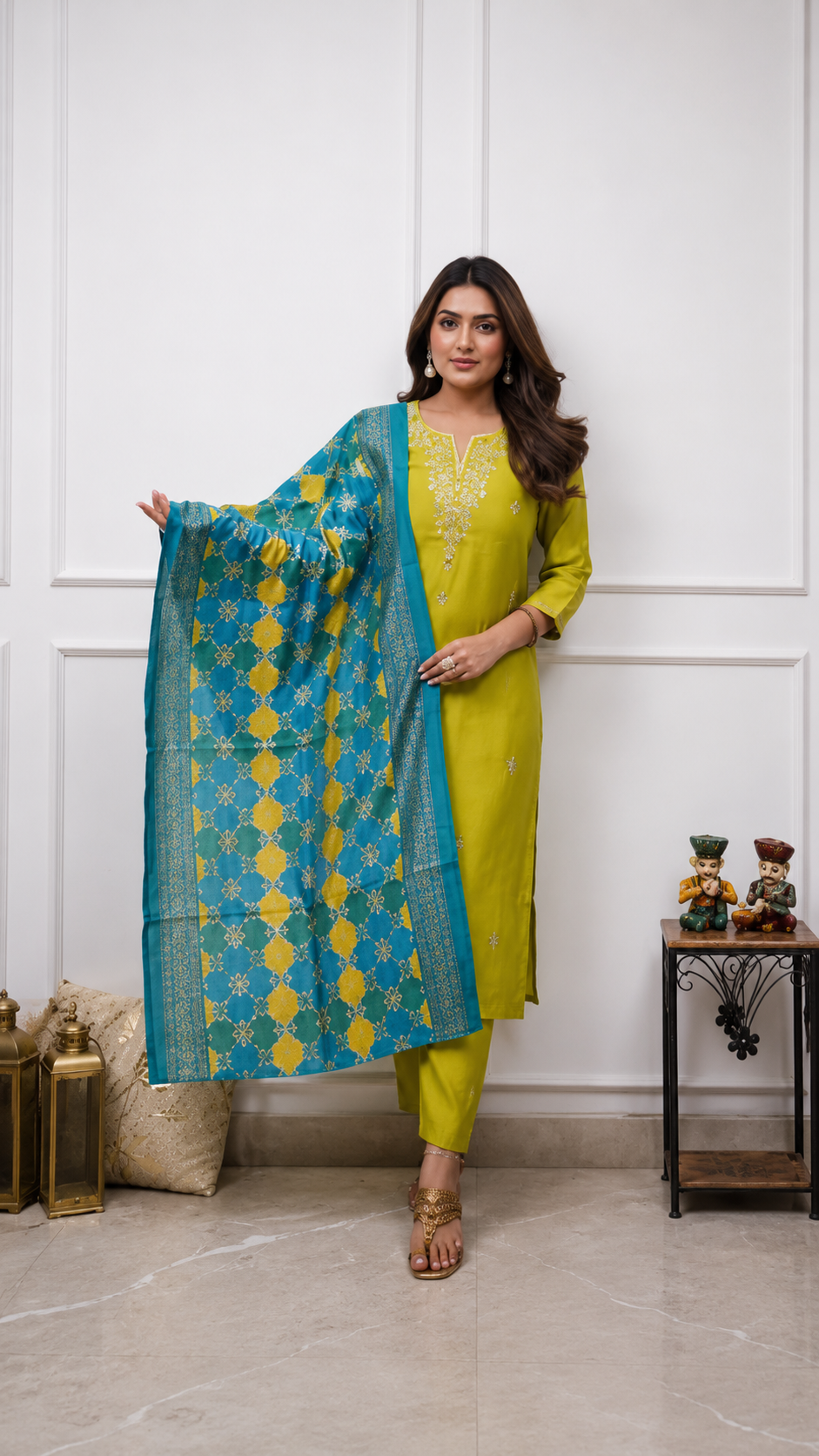 Elegant Embroidered 3-Piece Salwar Suit with Printed Dupatta
