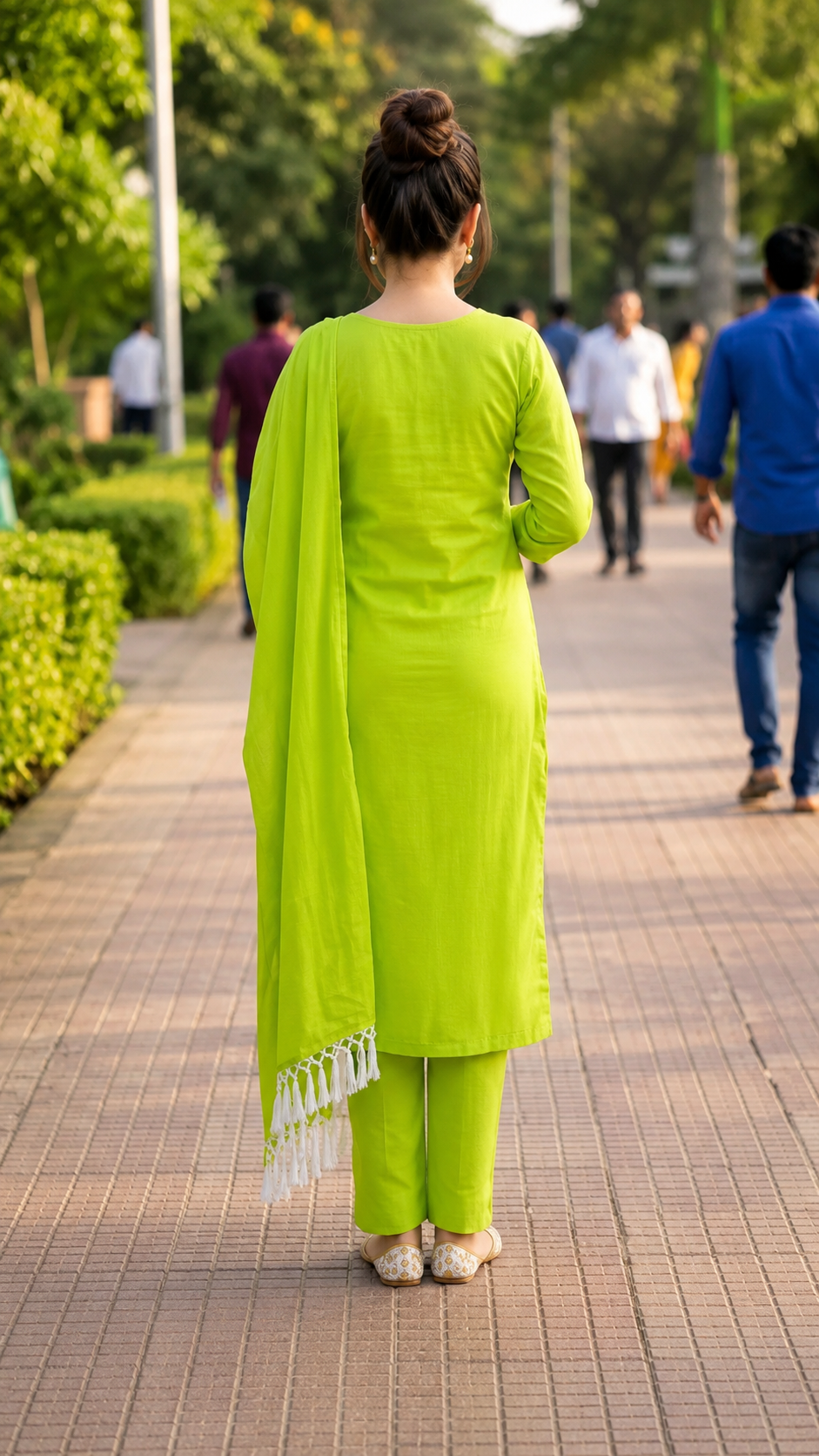 Elegant Lime Green Embroidered 3-Piece Salwar Suit