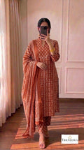 Rustic Brown Printed Kurta Set