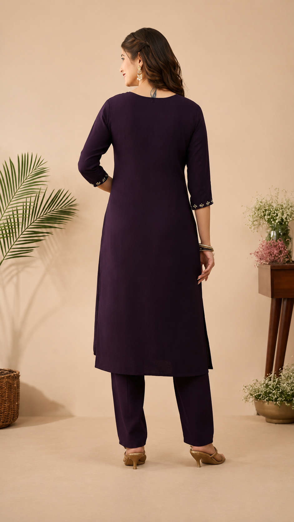 Elegant Purple Embroidered 3-Piece Suit