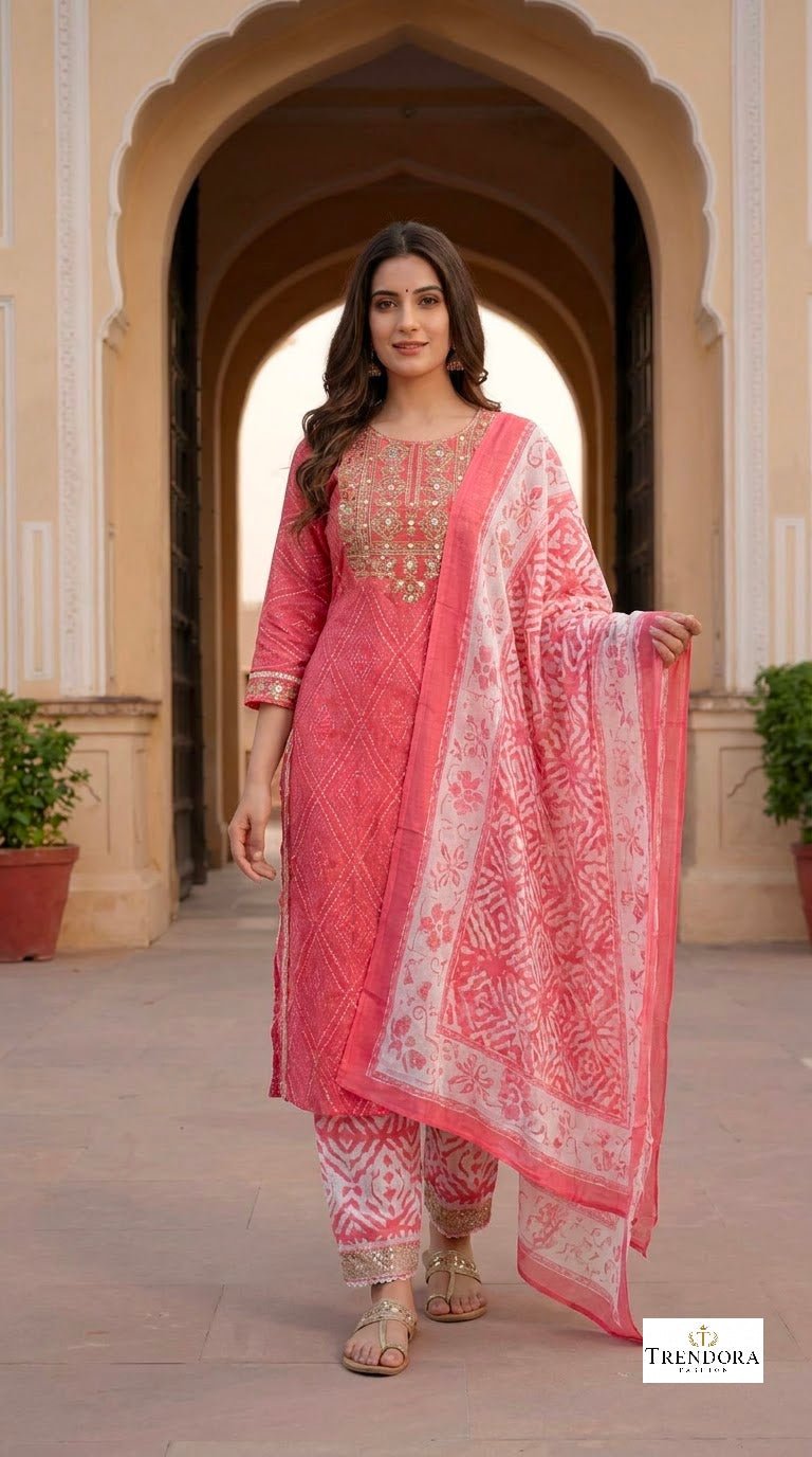 🌸Rose Blush Embroidered Kurta Set