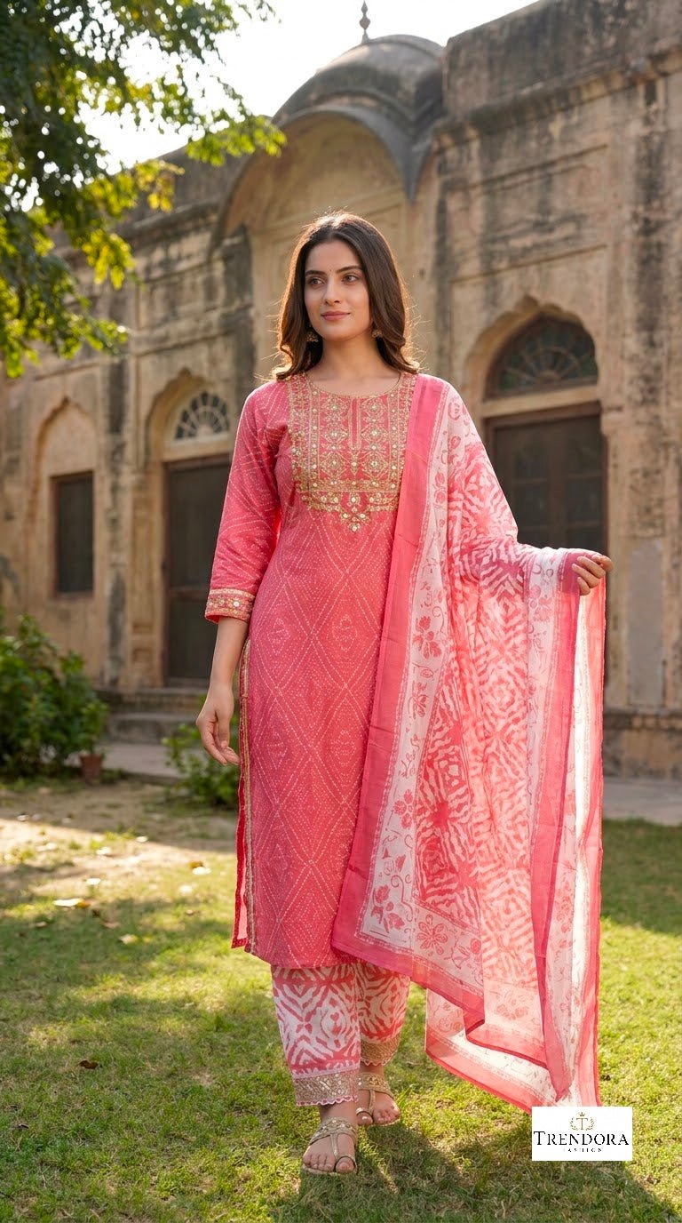 🌸Rose Blush Embroidered Kurta Set