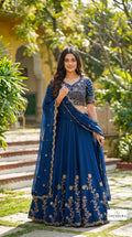 Royal Blue Embroidered Lehenga Set