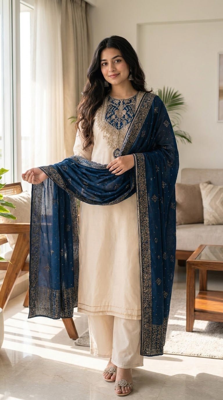 💙Royal Blue Embroidered Suit Set
