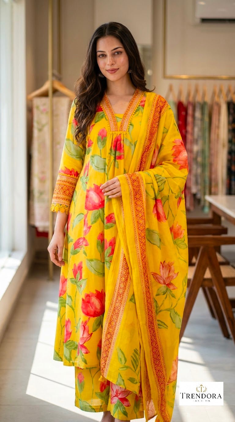 🌼Sunshine Floral Kurta Set